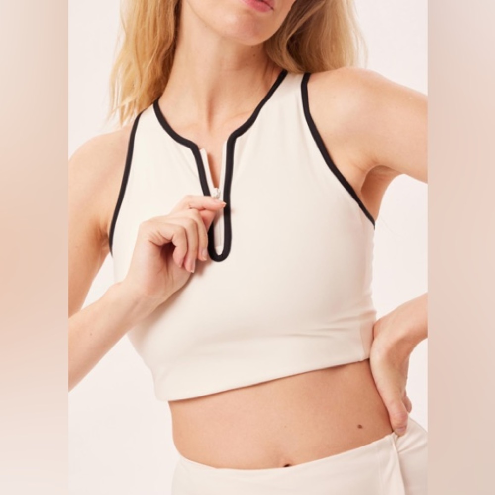 Girlfriend Collective Ivory Zip-Up Dylan Tank Bra (L) - NWT